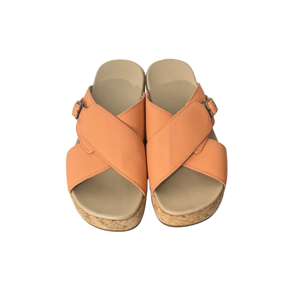 ABEO Dylan 2351 Wedge Sandals Womens 9.5 Orange Peach Leather Cork Platform